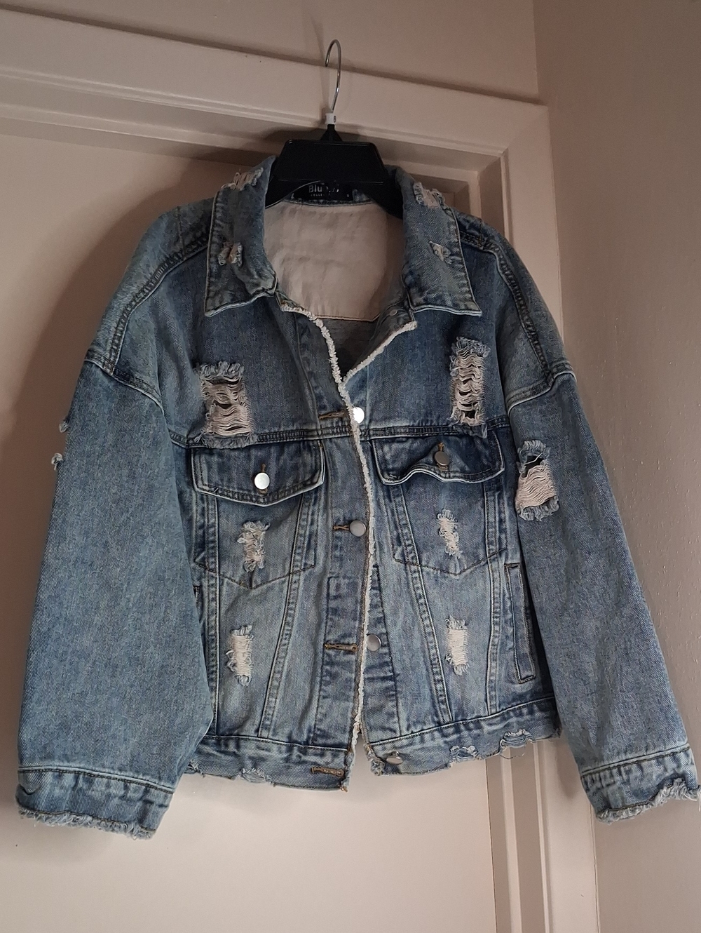 Distressed Light Blue Denim Jacket - Women